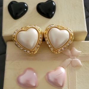 Joan Rivers heart shaped interchangeable clip on earrings